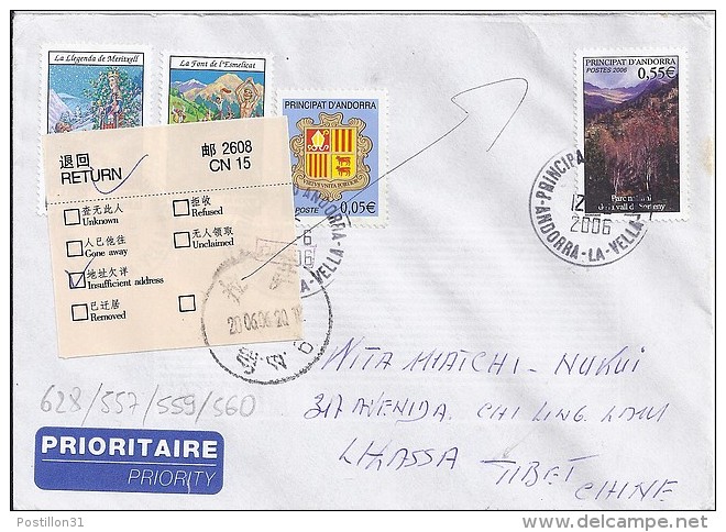 TP N° 628 + DIVERS SUR LETTRE  DU 12.06.06 POUR LA CHINE - Briefe U. Dokumente