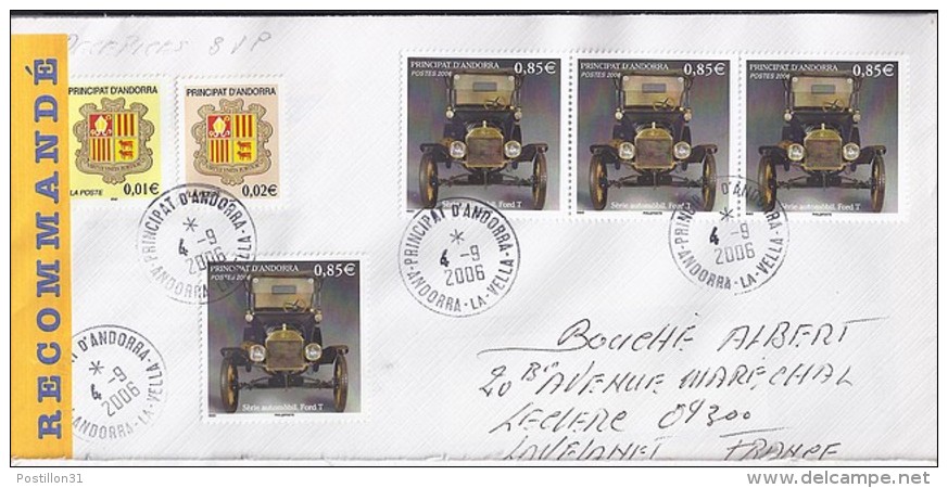 TP N° 630x4 + DIVERS  SUR LETTRE RECOMMANDEE  DU 4.09.06 POUR LA FRANCE - Briefe U. Dokumente