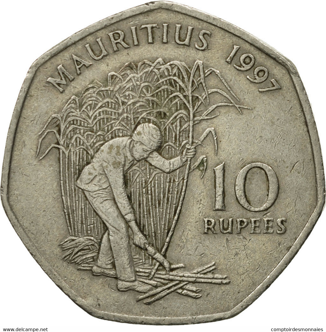 Monnaie, Mauritius, 10 Rupees, 1997, TTB, Copper-nickel, KM:61 - Mauritius
