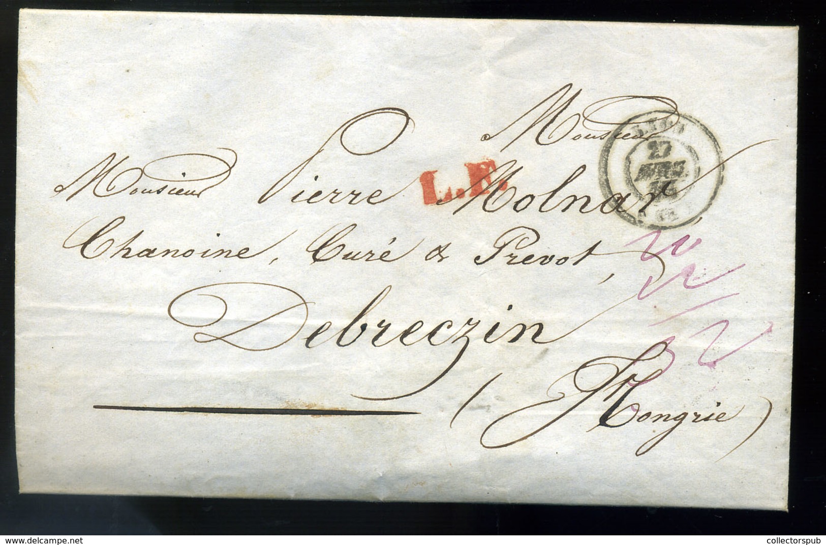 95788 1849.04. Szép Levél, Tartalommal Lyon , Franciaországból Debrecenbe Küldve A Szabadságharc Korszakából. - ...-1867 Prephilately