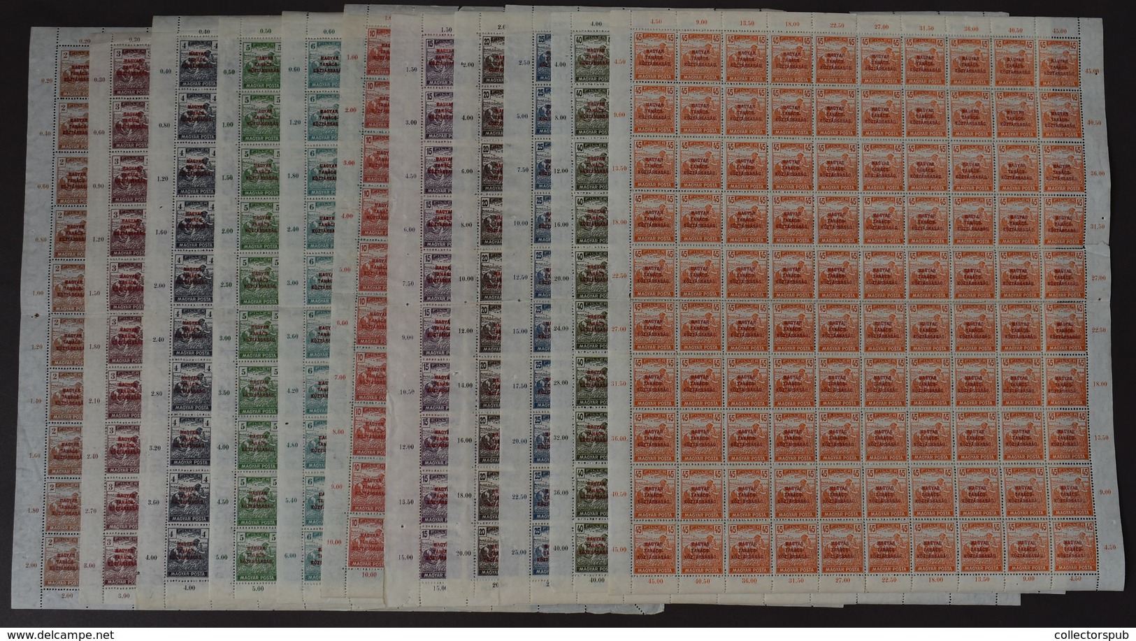 97004 1919 Magyar Tanácsköztársaság Teljes 100-as ívsor  ,szép állapotban! - Unused Stamps