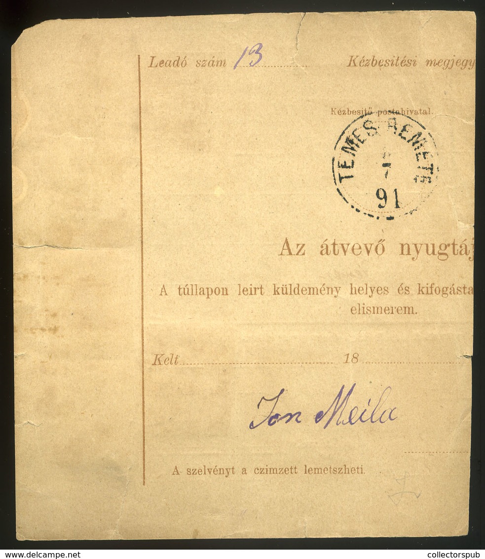 98104 BEREGSZÓ / Beregsău Mare 1891. Csomagszállító (lerövidített) 5*5+2*1Kr Ral Temesremetére - Used Stamps