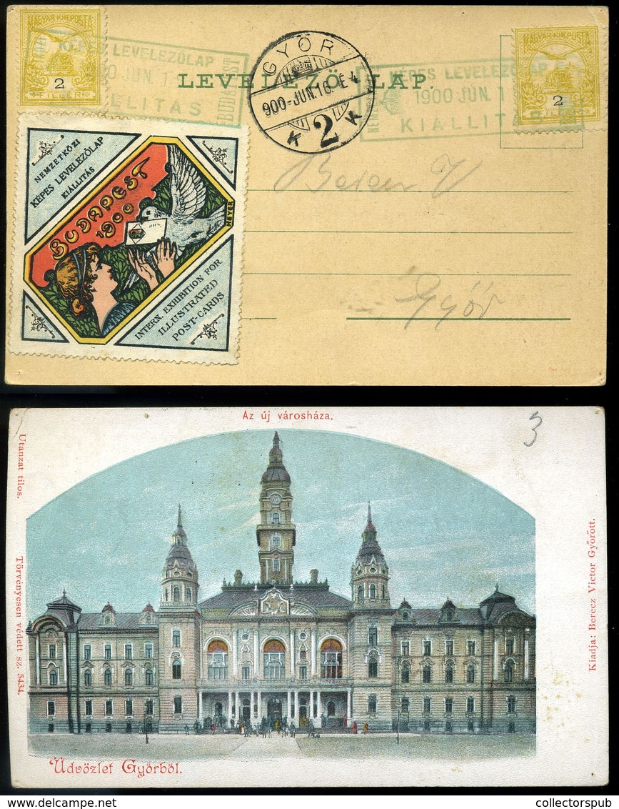 95778 GYŐR 1900. Képeslap, Nemzetközi Képeslap Kiállítás Bélyegzéssel és Levélzáróval - Used Stamps