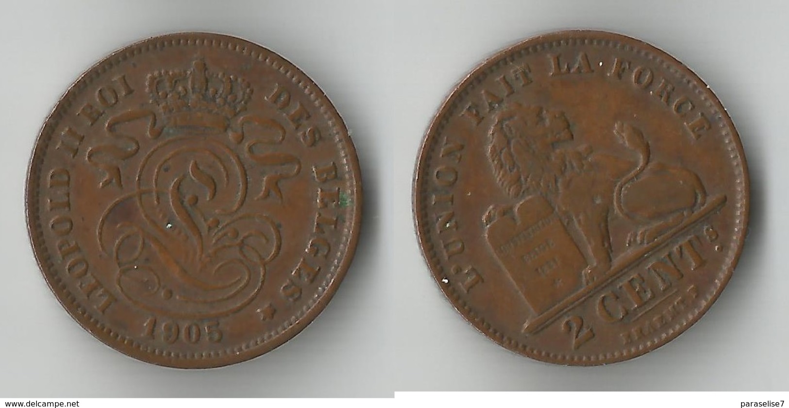 BELGIQUE  2 CENTIMES 1905 - 2 Cent