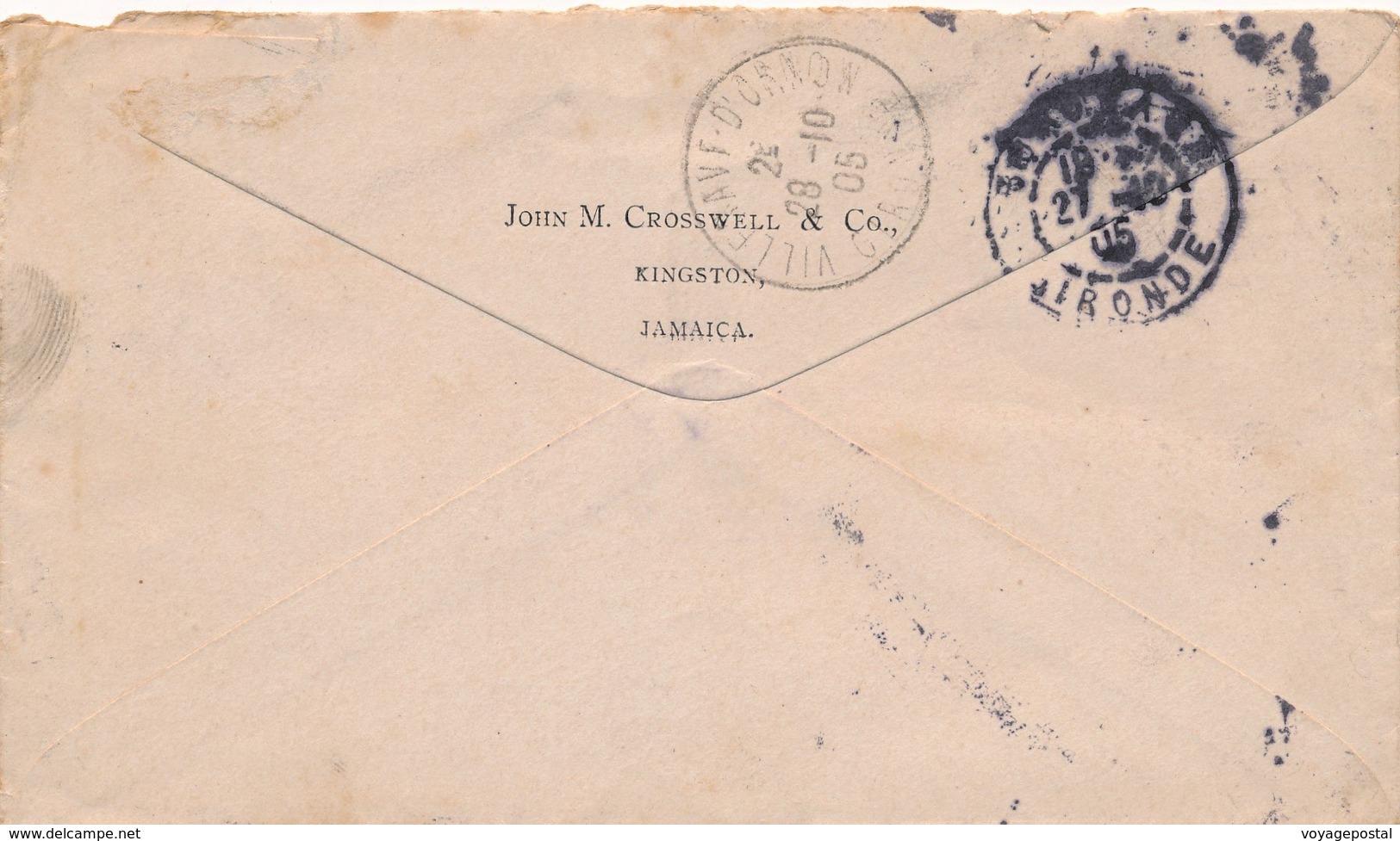 Lettre Kingston Redistribué Pour La France Cover Jamaica - Jamaica (...-1961)