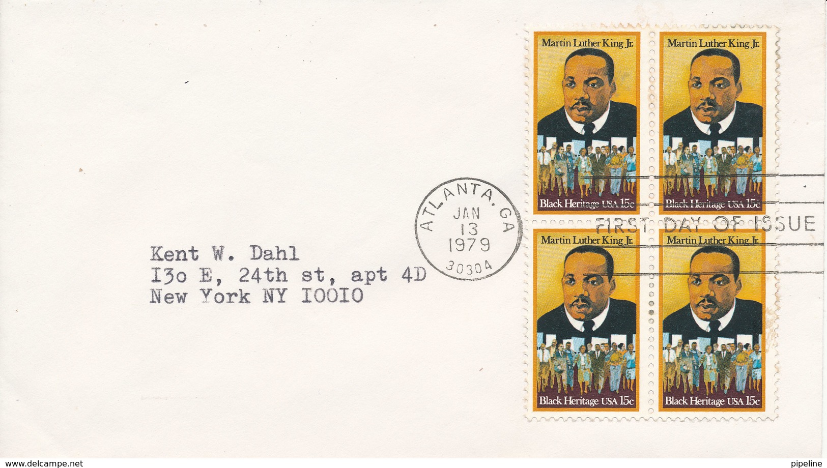 USA FDC Atlanta 13-1-1979 Martin Luther King Jr. In A Block Of 4 - Martin Luther King