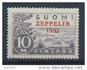 Finlande 1930 Poste Aérienne N°1 Neuf** MNH Surchargé Zeppelin - Unused Stamps