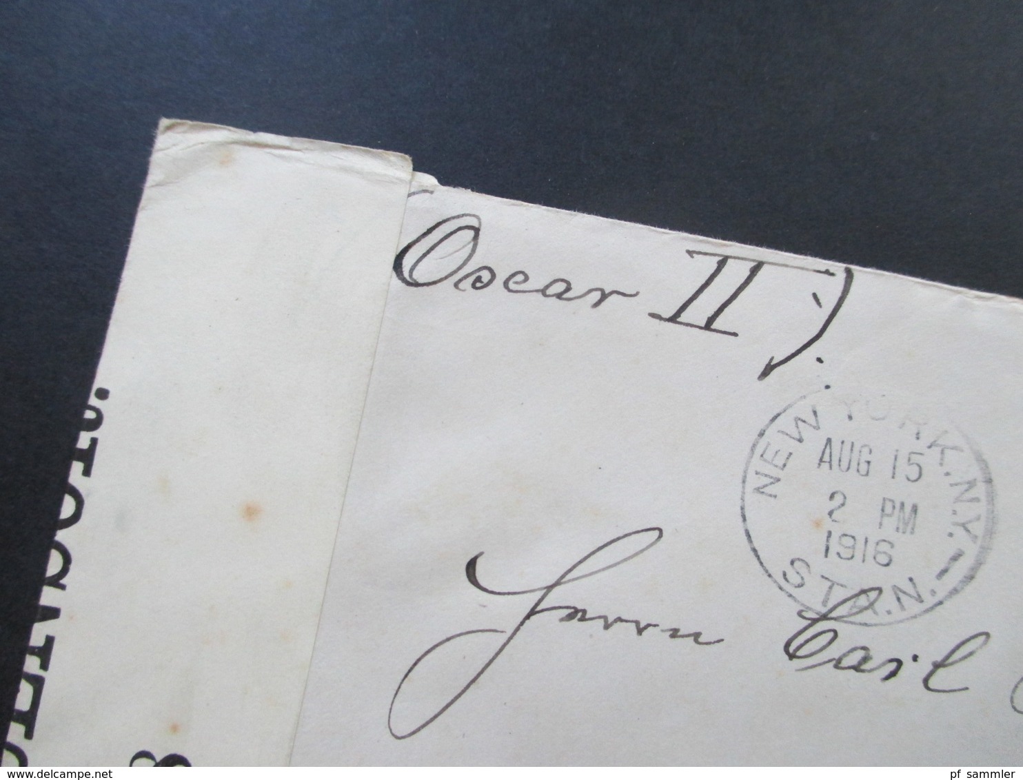 USA 1916 Brief Von New York Nach Weimar Schiffspost?? Oscar II Opened By Censor 4378 / Zensurbrief - Covers & Documents