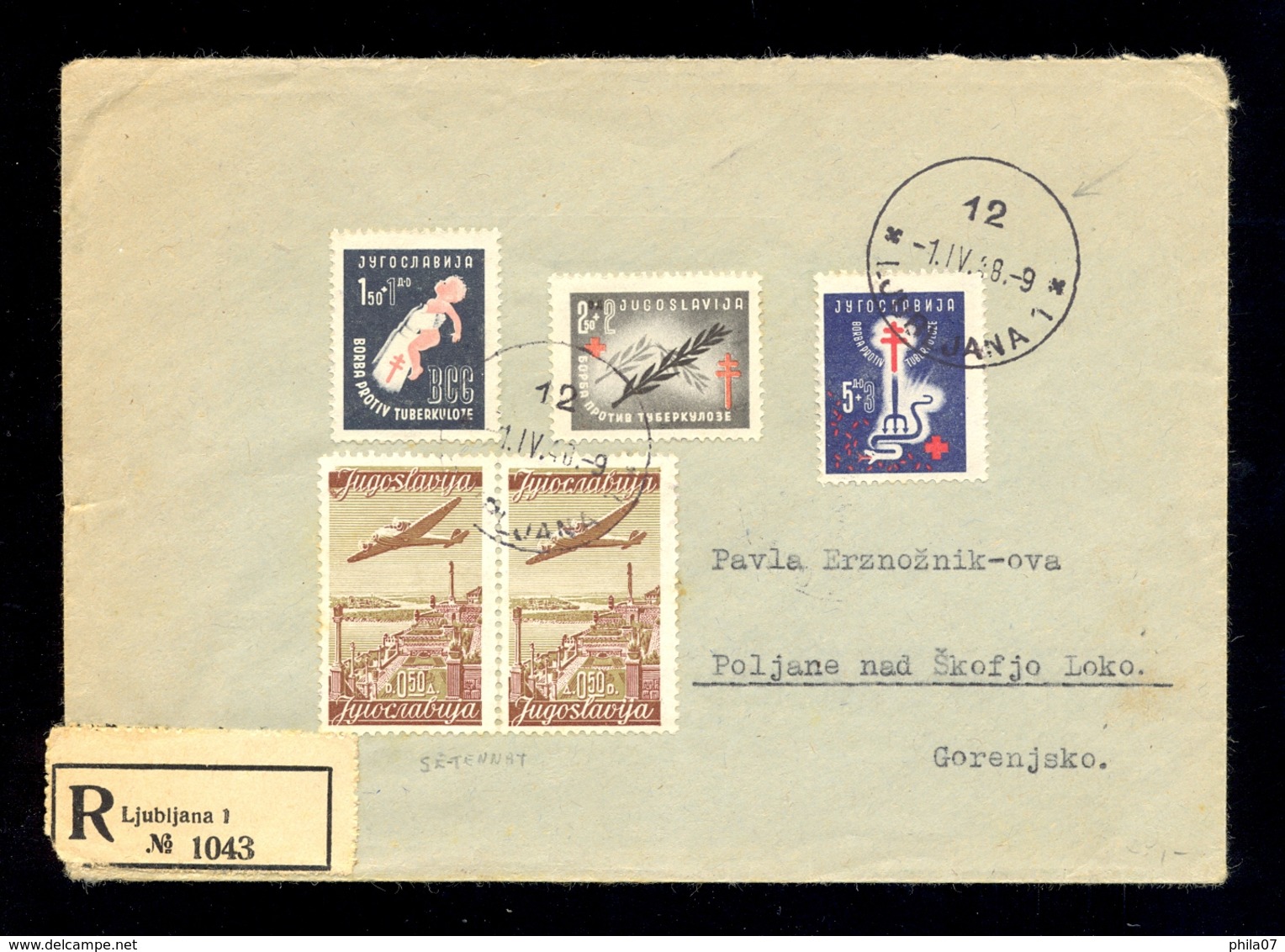 Slovenia, Yugoslavia - Registered Sent Letter From Ljubljana To Skofja Loka. Rare Franking. TBC - Slovénie