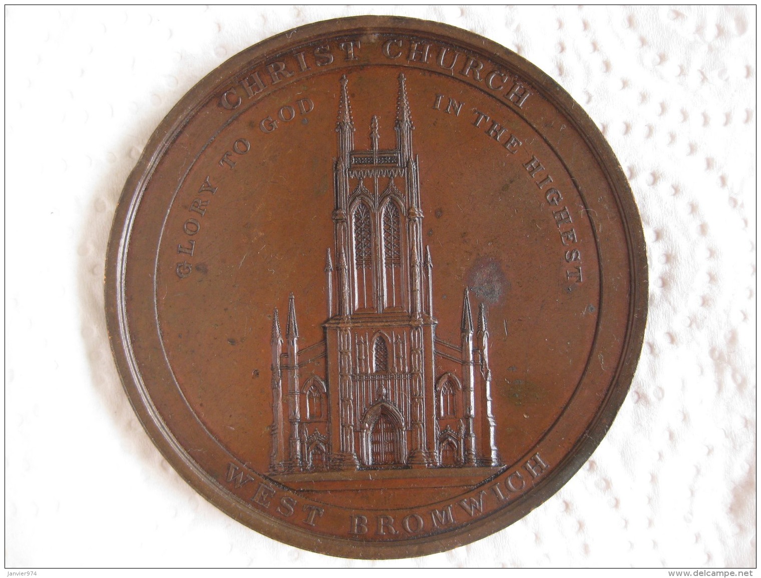 Médaille Pose De La Première Pierre De L église Christ Church De West Bromwich, Lord Dartmouth 1821 - Sonstige & Ohne Zuordnung