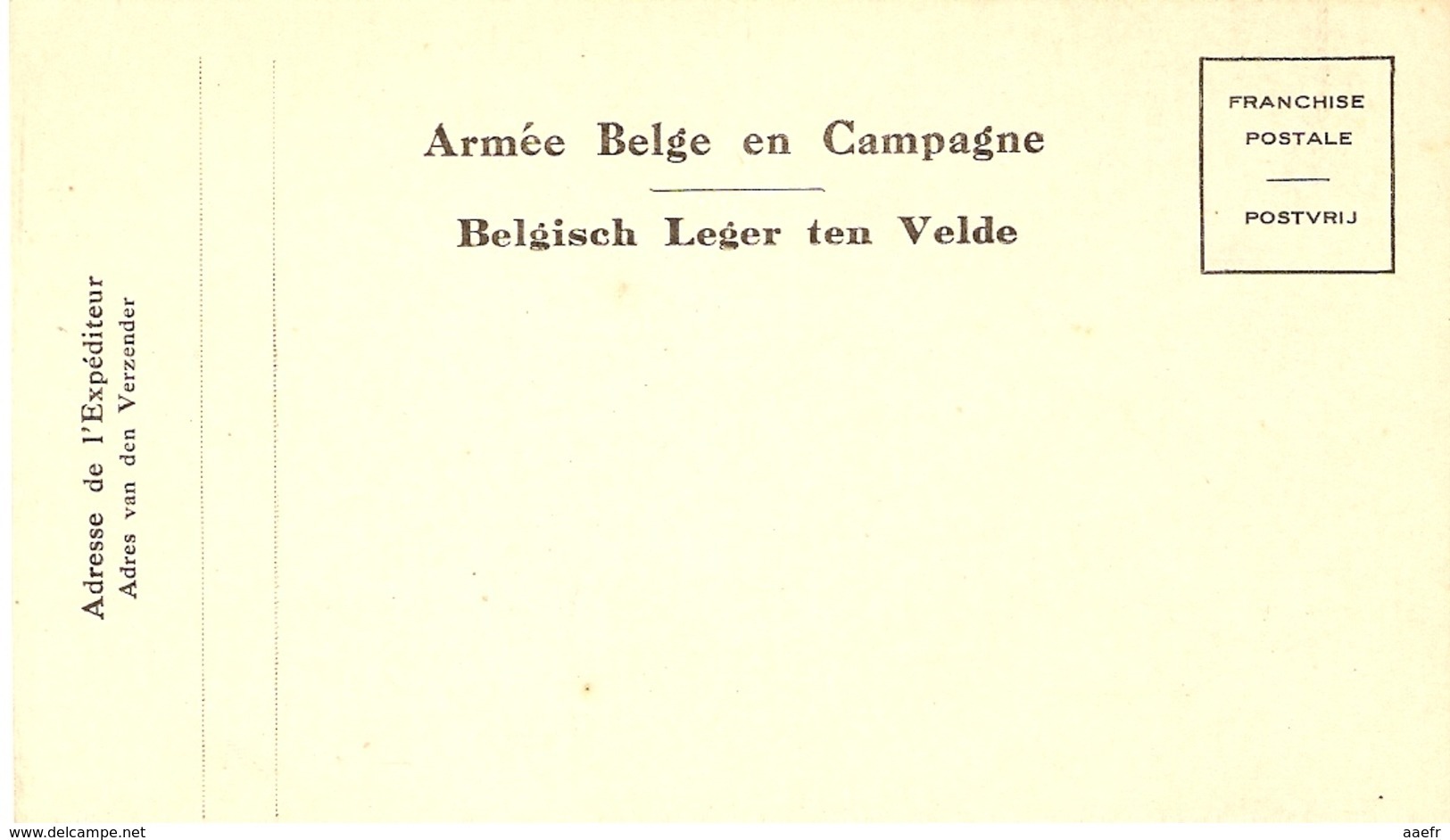 Belgique - Entier Postal Militaire - Armée Belge En Campagne, Belgisch Leger Ten Velde - Other & Unclassified