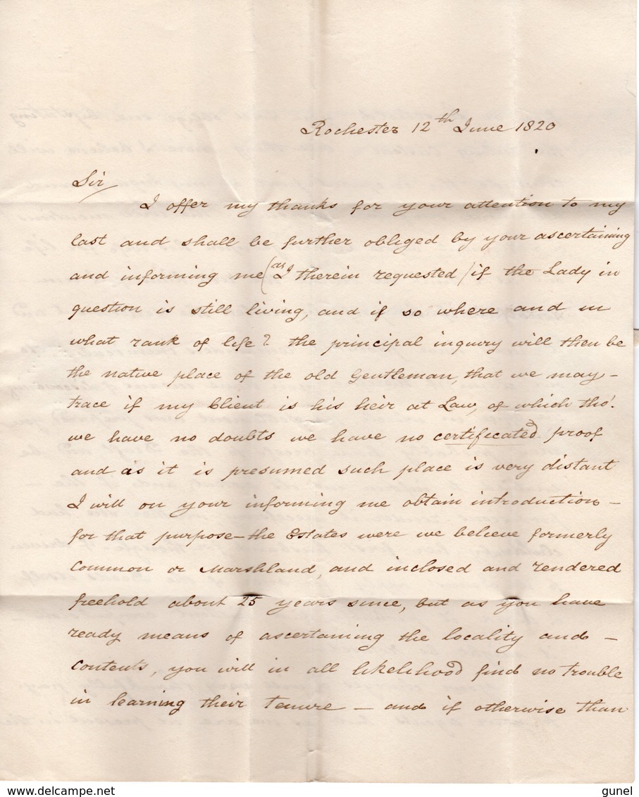 12 June 1820 Complete Letter From  ROCHESTER Naar Gloucestershire - ...-1840 Voorlopers