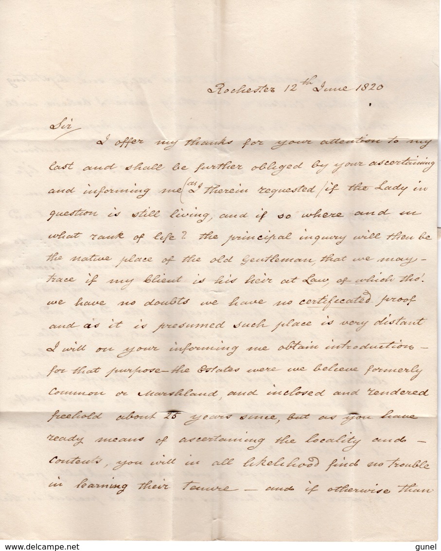 12 June 1820 Complete Letter From  ROCHESTER Naar Gloucestershire - ...-1840 Vorläufer