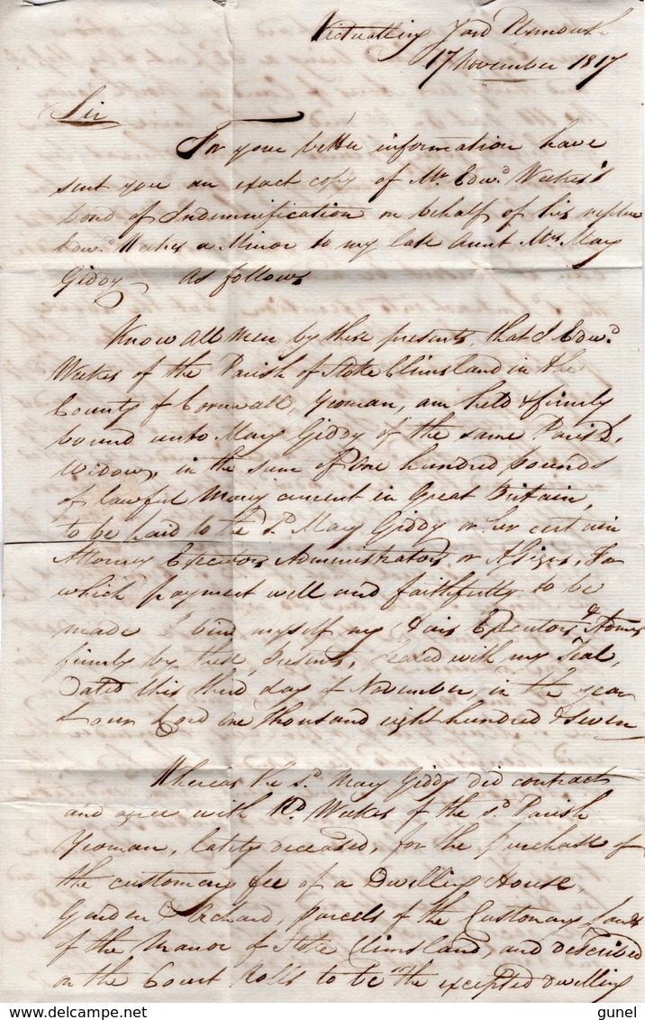 17 Nov 1817  Complete Letter From PLYMOUTH To Launceston - ...-1840 Prephilately