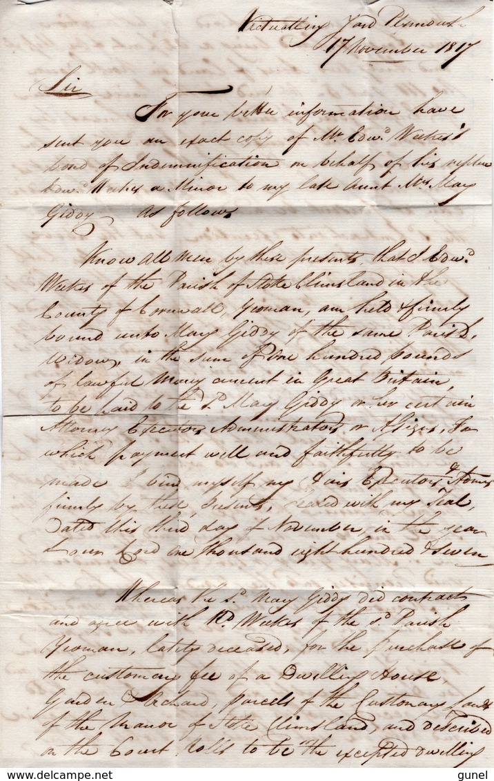 17 Nov 1817  Complete Letter From PLYMOUTH To Launceston - ...-1840 Vorläufer