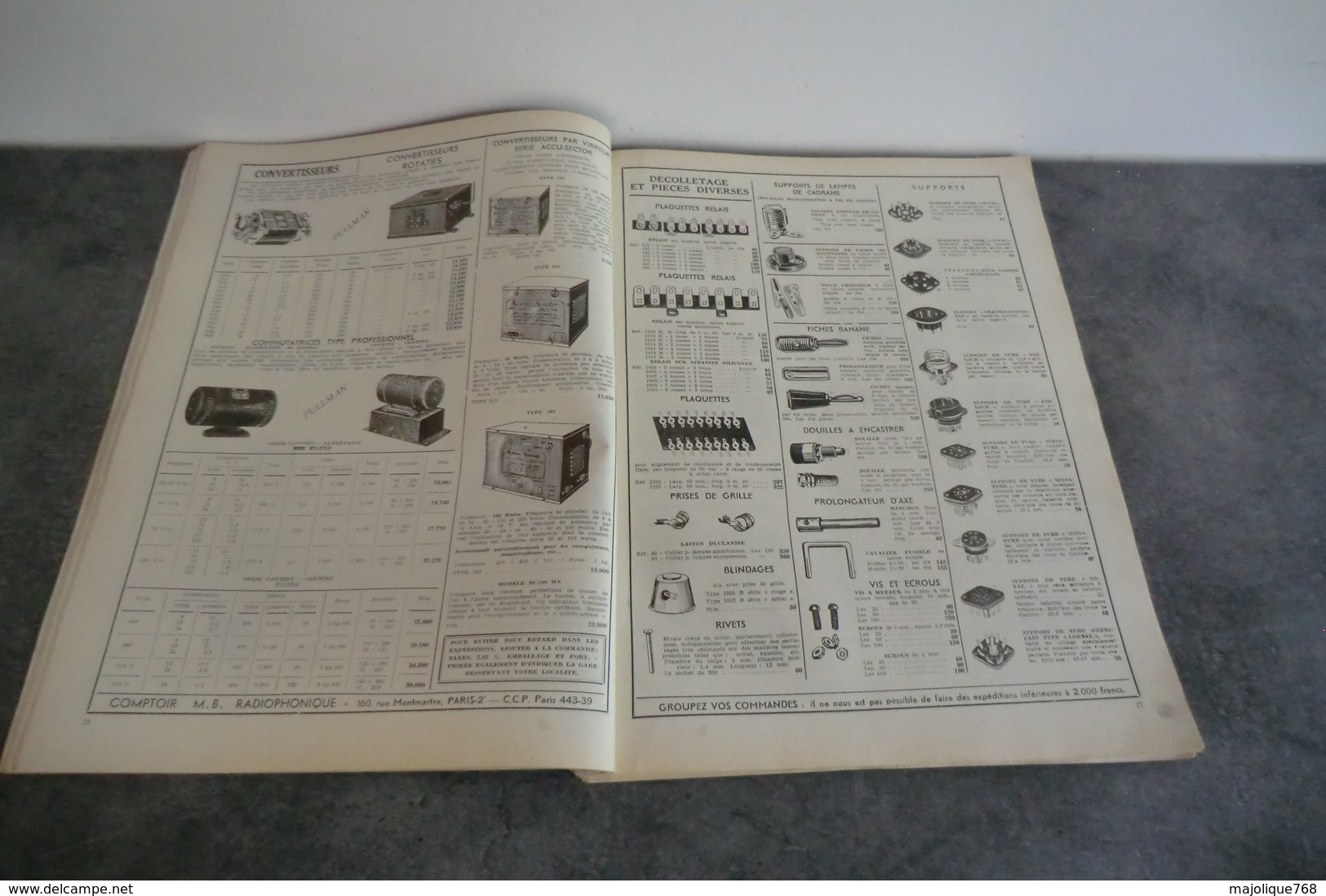 Comptoir M B Radiophonique Présente Son Nouveau Catalogue Générale - Année 1950 - La Couverture Au Verso Se Détache - - Composants