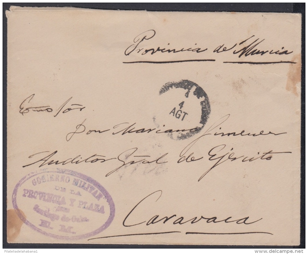 1898-H-78 CUBA ESPAÑA SPAIN. CIRCA 1898. SPANISH AMERICAN WAR. FRANQUICIA GOB MILITAR DE SANTIAGO. RECEPCION EN CARTAGEN - Lettres & Documents