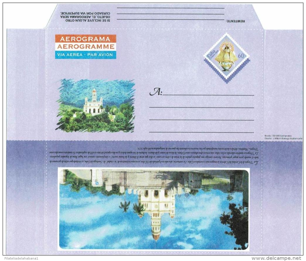 2003-EP-41 CUBA 2003 (LG1444) UNFOLDED POSTAL STATIONERY AEROGRAMME IGLESIA CARIDAD DEL COBRE, CHURCH. - Briefe U. Dokumente