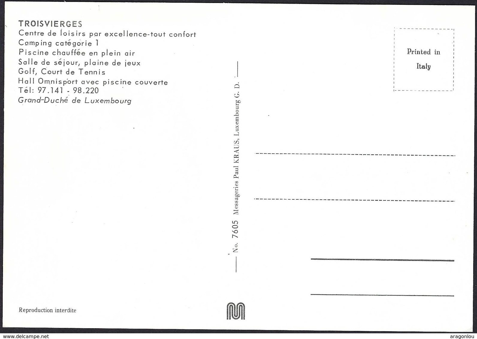 Troisvierges Centre De Loisirs,Camping, Carte Semi-moderne, Non Postée  (2scans) - Troisvièrges