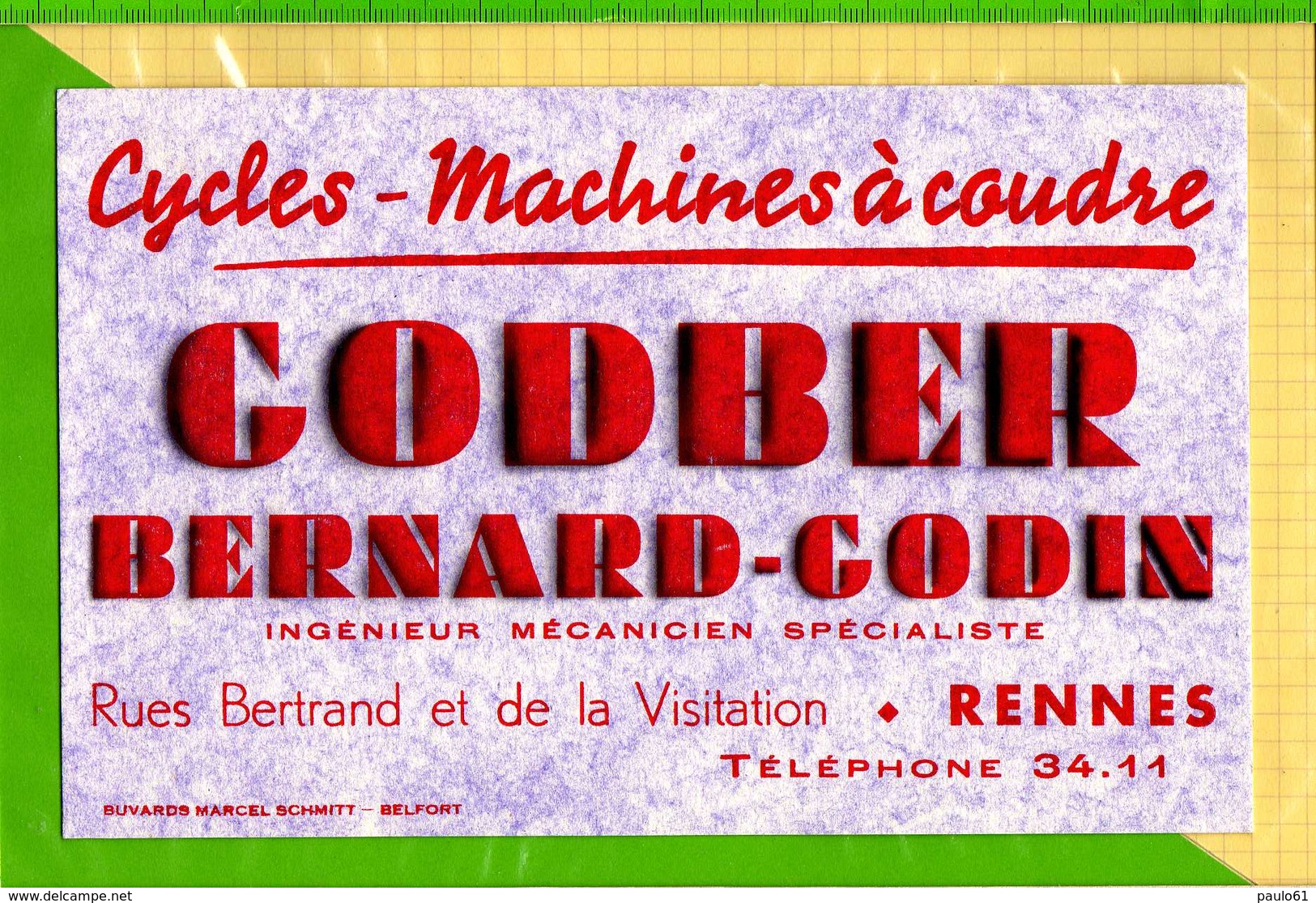 BUVARD &amp; Blotting Paper : Cycles Machines A Coudre GODBER BERNARD GODIN  Rennes - Tweewielers