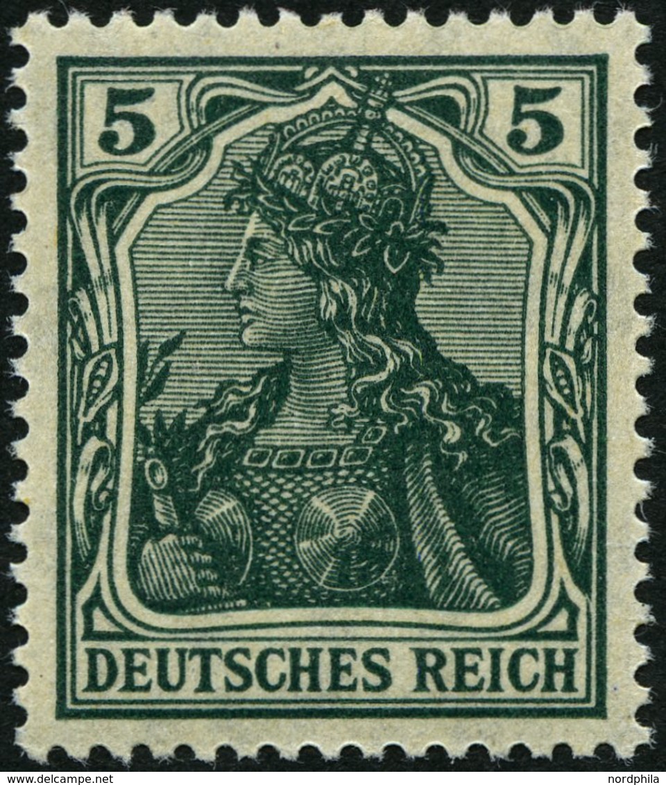 Dt. Reich 85IIe **, 1918, 5 Pf. Schwarzopalgrün Kriegsdruck, Pracht, Gepr. Jäschke-L., Mi. 400.- - Oblitérés