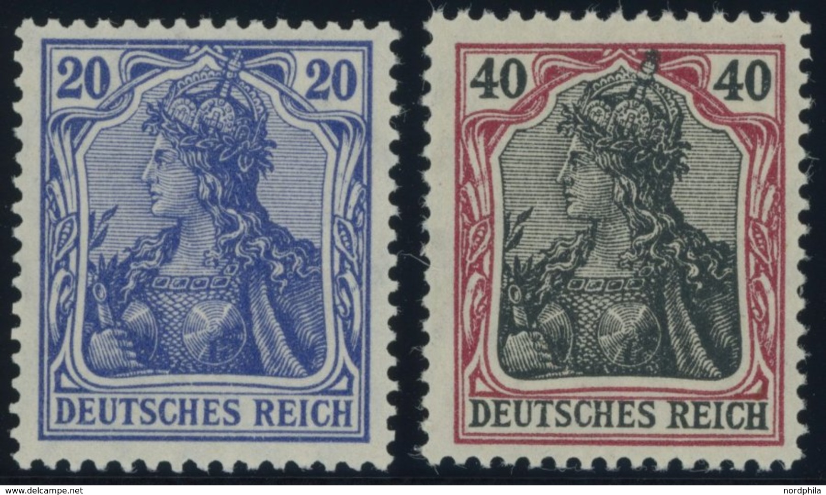 Dt. Reich 97IIa,90IIa **, 1915/6, 5 M. Kriegsdruck, Gezähnt A Und 40 Pf. Dunkelrötlichkarmin/schwarz, Postfrisch, 2 Prac - Oblitérés