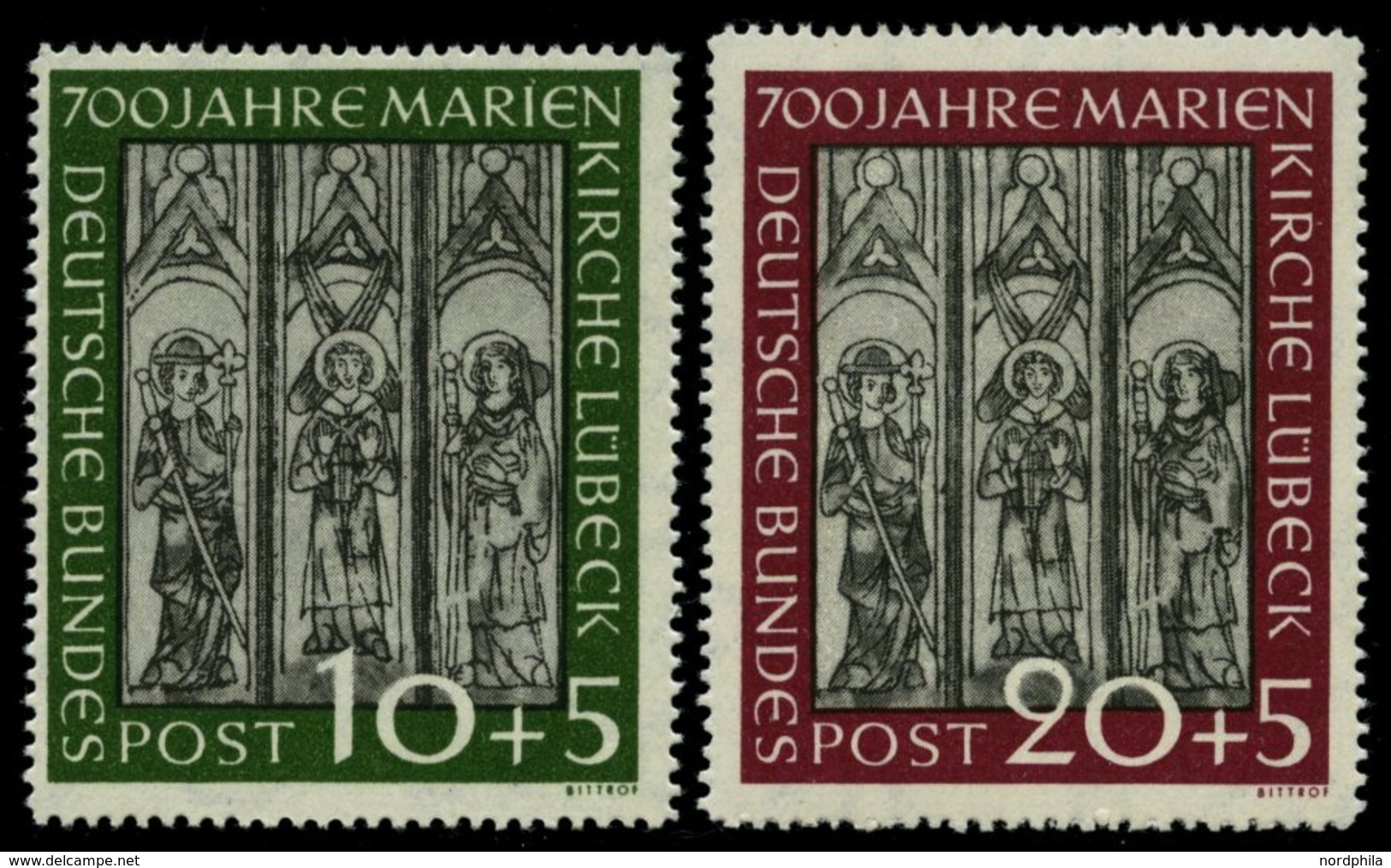 BUNDESREPUBLIK 139/40 **, 1951, Marienkirche, üblich Gezähnt Pracht, Mi. 200.- - Oblitérés