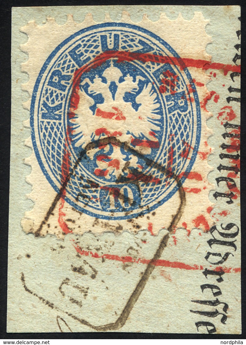 ÖSTERREICH 33 BrfStk, 1863, 10 Kr. Blau Mit Retourstempel (RbB) Von KRAKAU RETOUR Und Roter Recommandirt-Stempel, Pracht - Autres & Non Classés