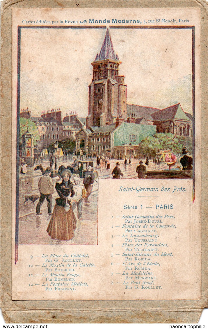Paris saint germain des pres  illustrateurs 10 cartes en pochette d'origine Robida Toussaint revue le monde moderne édit