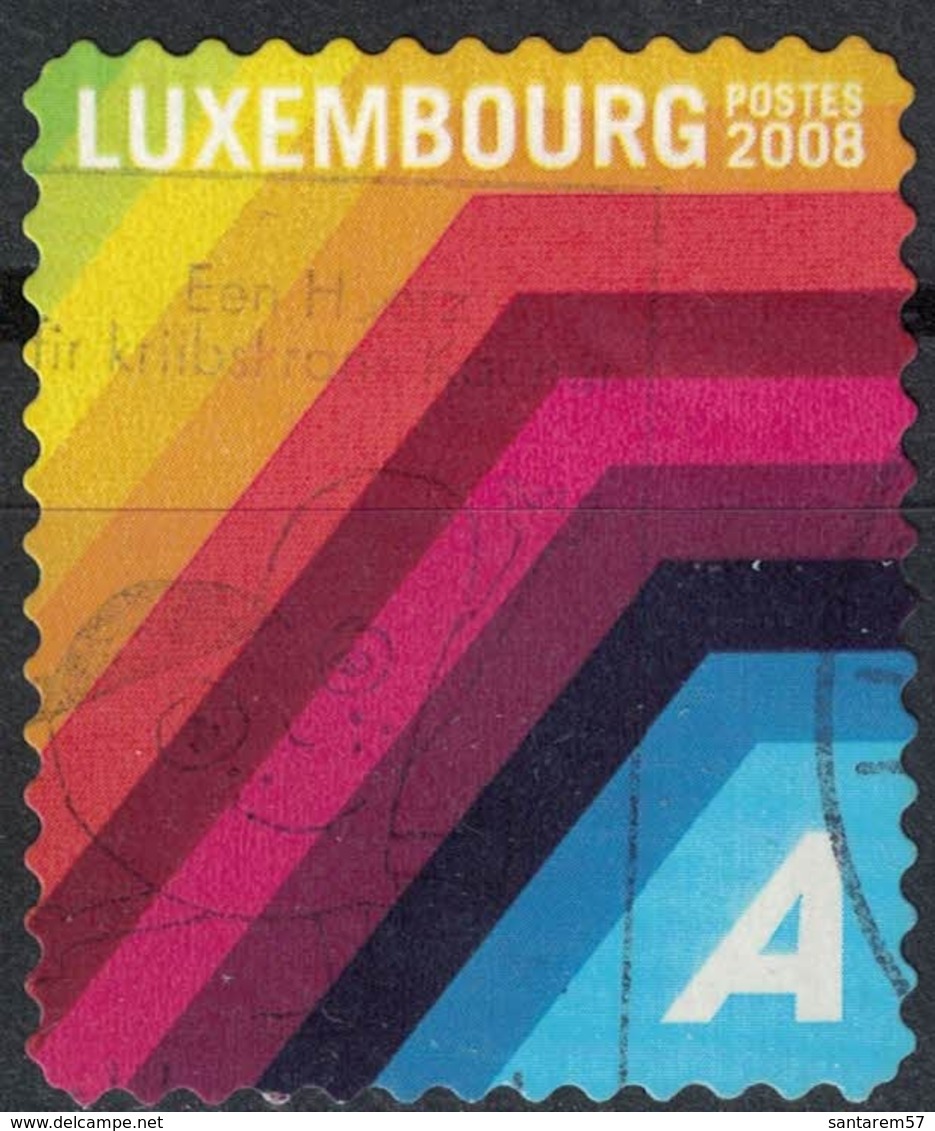 Luxembourg 2008 Oblitéré Used Postocollant Lignes Angulaires Multicolores - Oblitérés