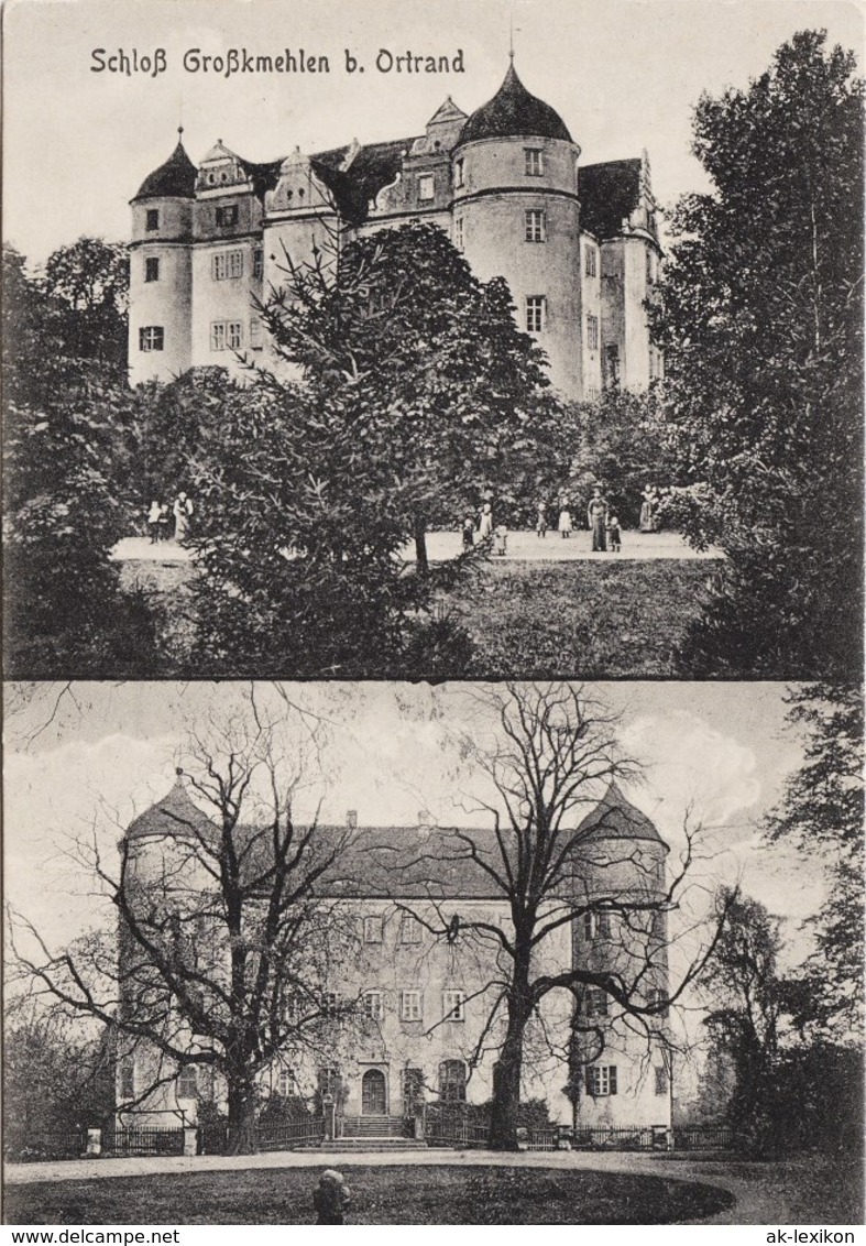 Ansichtskarte Großkmehlen-Ortrand 2 Bild Schloss Mit Bäumen 1915 Neudruck 2018 - Ortrand