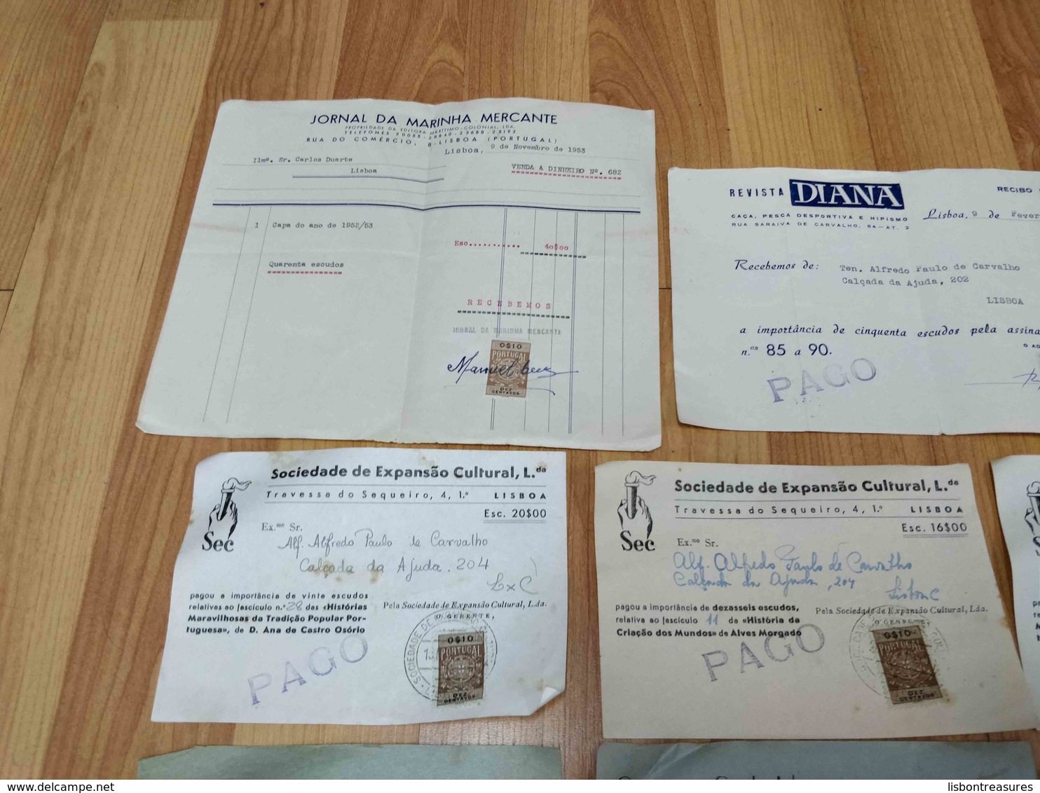 PORTUGAL LOT X 15 DOCUMENTOS DOCUMENTS FISCAIS REVENUE ADVERTISING - Briefe U. Dokumente