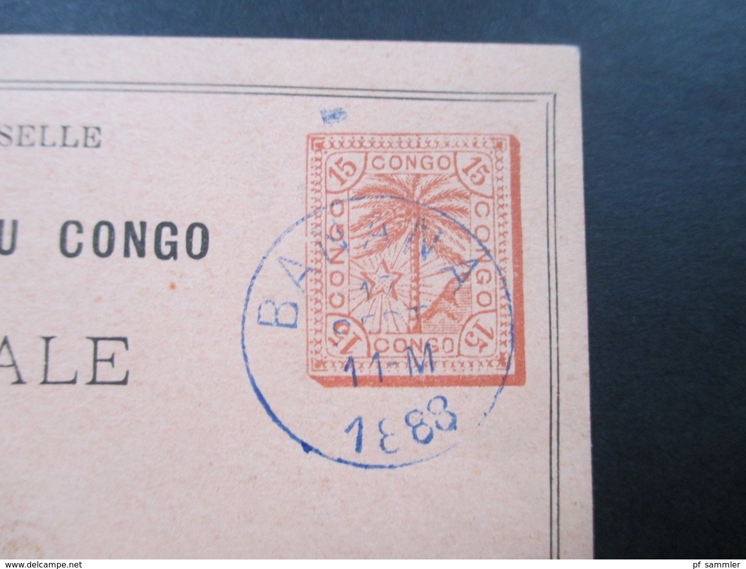 Belgisch - Kongo Ganzsache Mit Blauem Stempel! Banana 1888 Aber Ungelaufen / Blankokarte. Etat Independant Du Congo - Briefe U. Dokumente