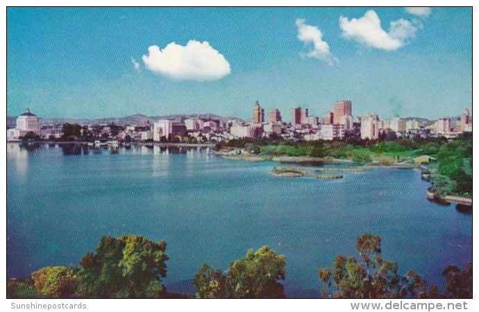 California Oakland Skyline Looking Across Lake Merritt - Oakland