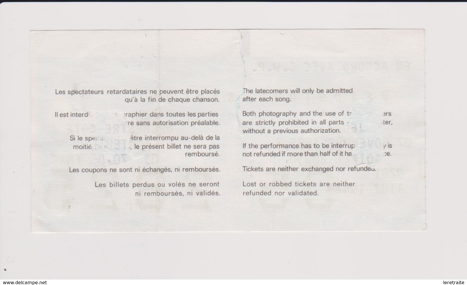 Concert VERONIQUE SANSON 7 Novembre 1985 Olympia. - Tickets De Concerts