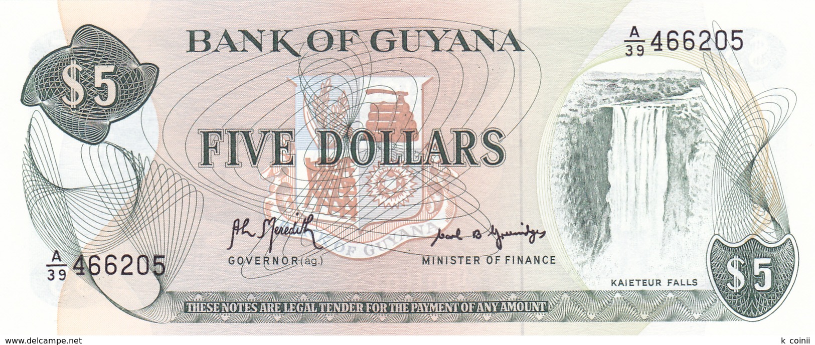 Guyana - 5 Dollars (1966-92) P22 F - UNC - Guyana