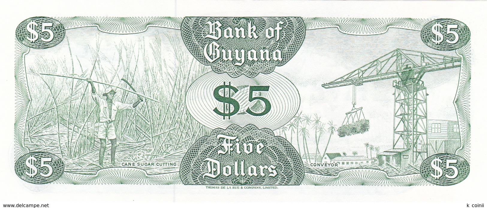 Guyana - 5 Dollars (1966-92) P22 F - UNC - Guyana