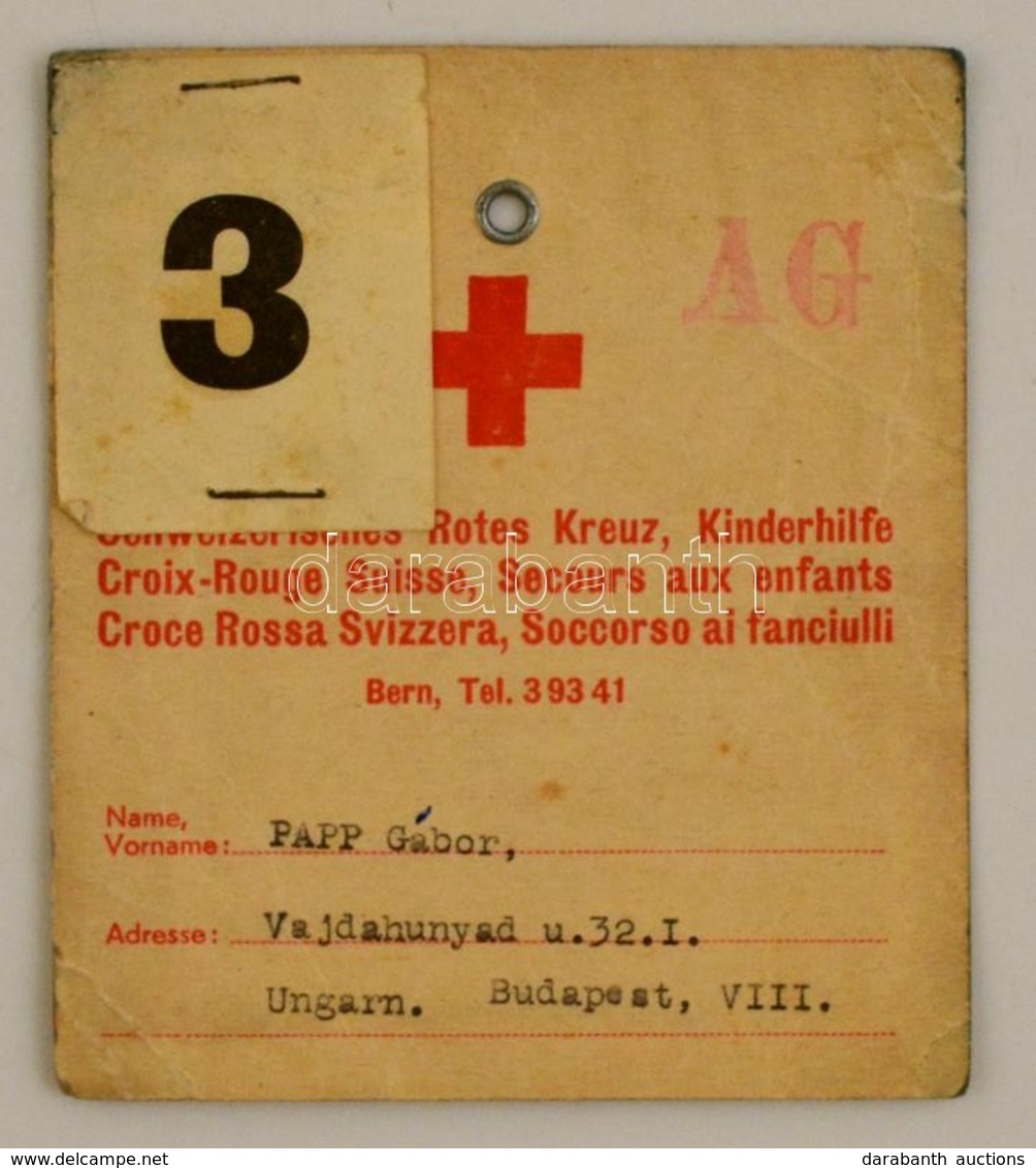 Cca 1945 Svájci Vöröskeresztes Igazolvány Magyar Férfi Részére. / Swiss Red Cross Id - Zonder Classificatie