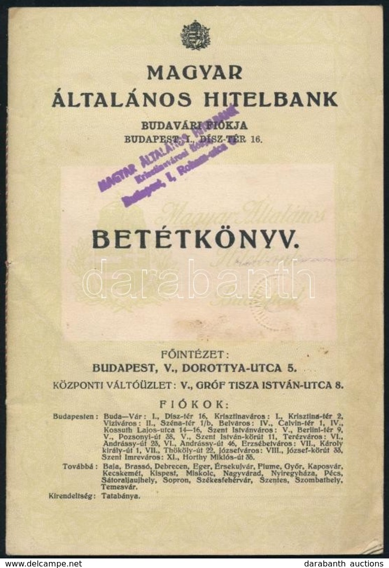 1946 A Magyar Általános Hitelbank Betétkönyve Adópengőről - Zonder Classificatie