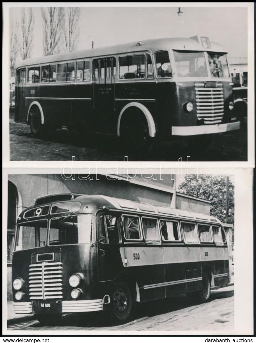 Budapest, Ikarus Autóbuszok A 6-os és 9-es Buszvonalon, 2 Db Későbbi Előhívás, 10×14 Cm - Andere & Zonder Classificatie