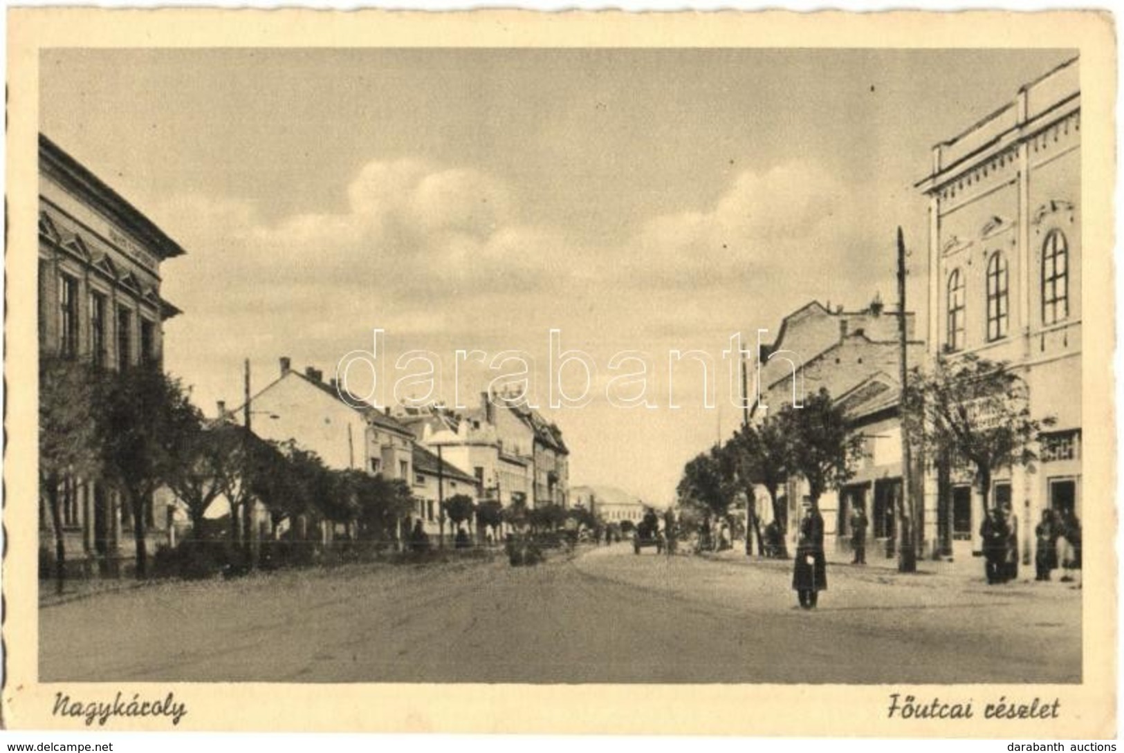 ** T2/T3 Nagykároly, Carei; Fő Utca, üzletek, Rendőr. Kiadja Gellis Könyvkereskedés / Main Street, Shops, Policeman (EK) - Zonder Classificatie