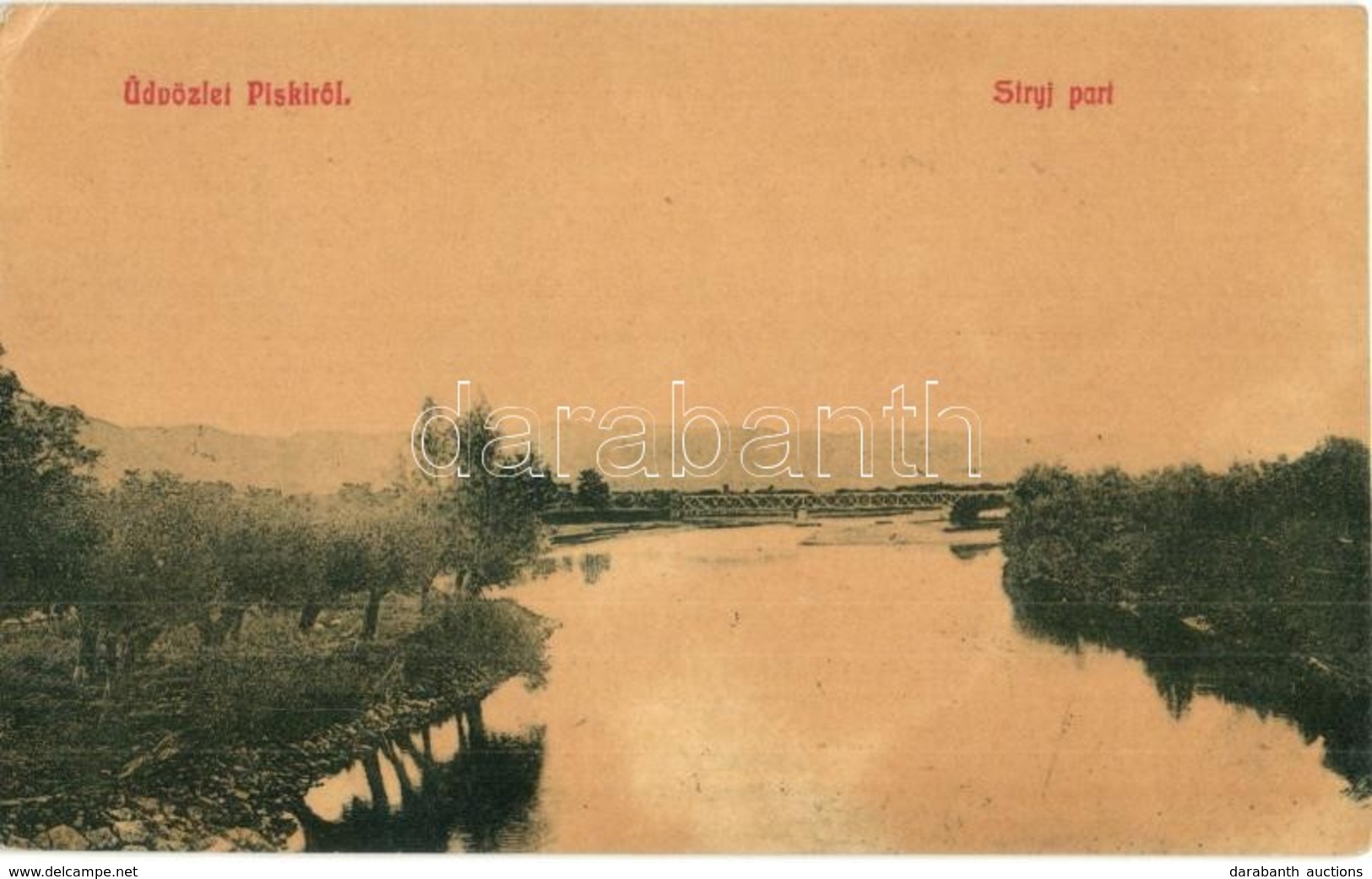 T2/T3 Piski, Simeria; Sztrigy Folyó Partja Vasúti Híddal. W. L. 3134. / Strei Riverbank With Railway Bridge (EK) - Zonder Classificatie