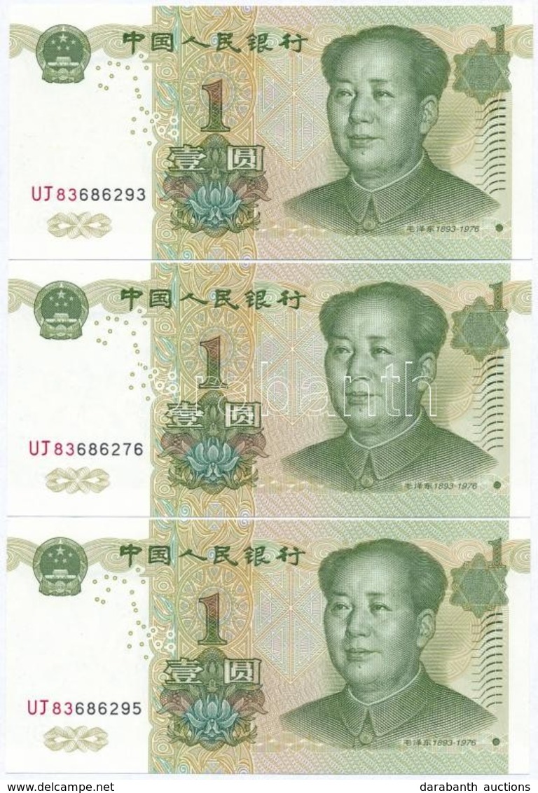 Kína 1999. 1Y (5x) Közte 2db Közeli Sorszám T:I
China 1999. 1 Yuan (5x) Including 2pcs Of Close Serials C:UNC - Zonder Classificatie