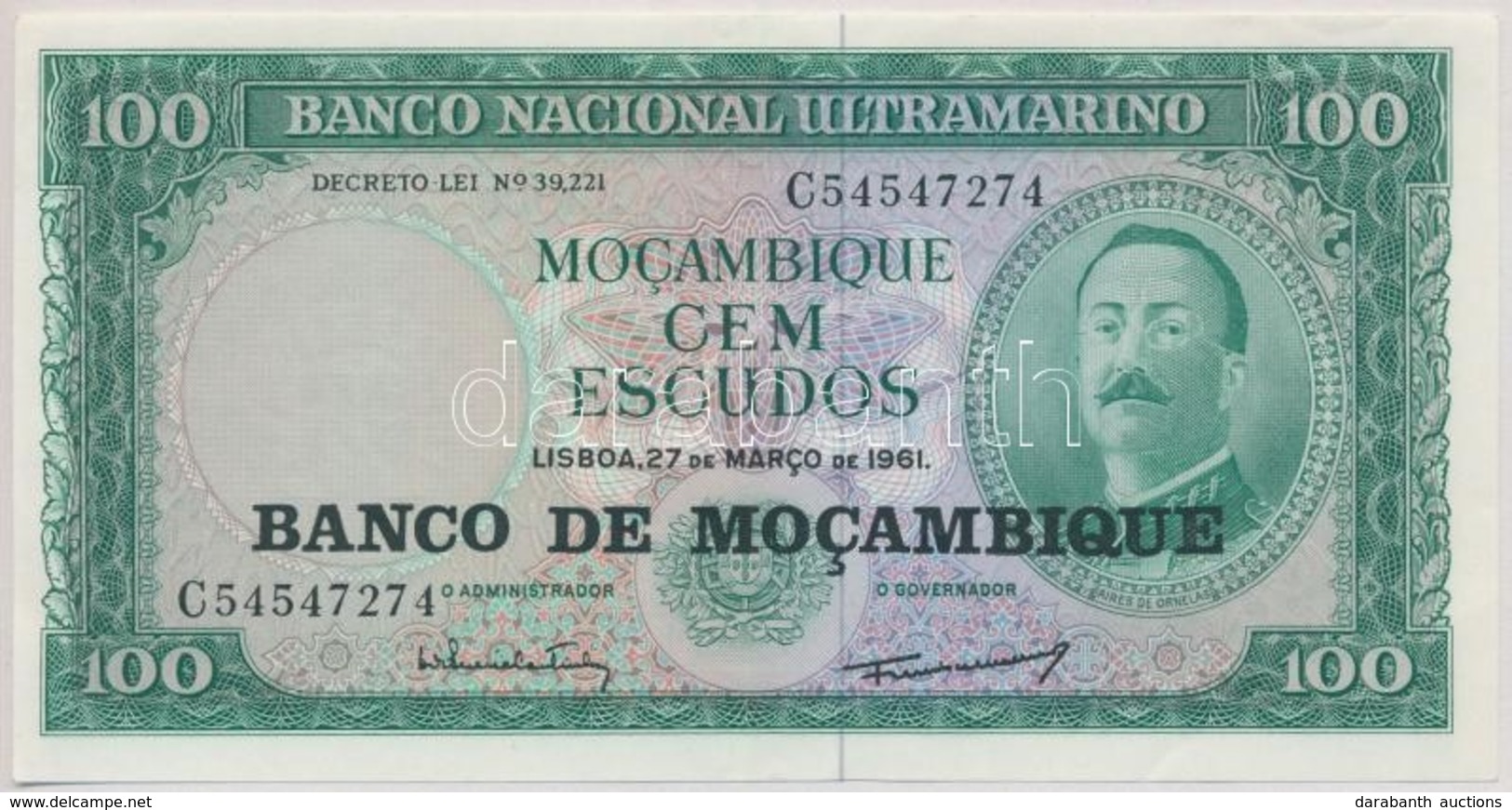 Mozambik 1961. 100E T:II
Mozambique 1961. 100 Escudos C:XF - Zonder Classificatie