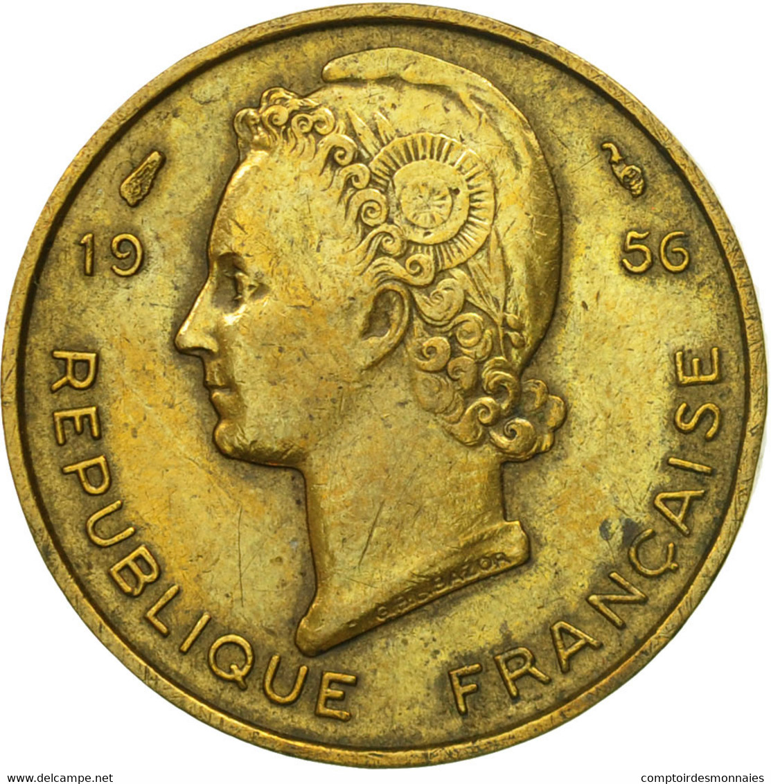 Monnaie, French West Africa, 5 Francs, 1956, Paris, TTB, Aluminum-Bronze, KM:5 - Ivory Coast