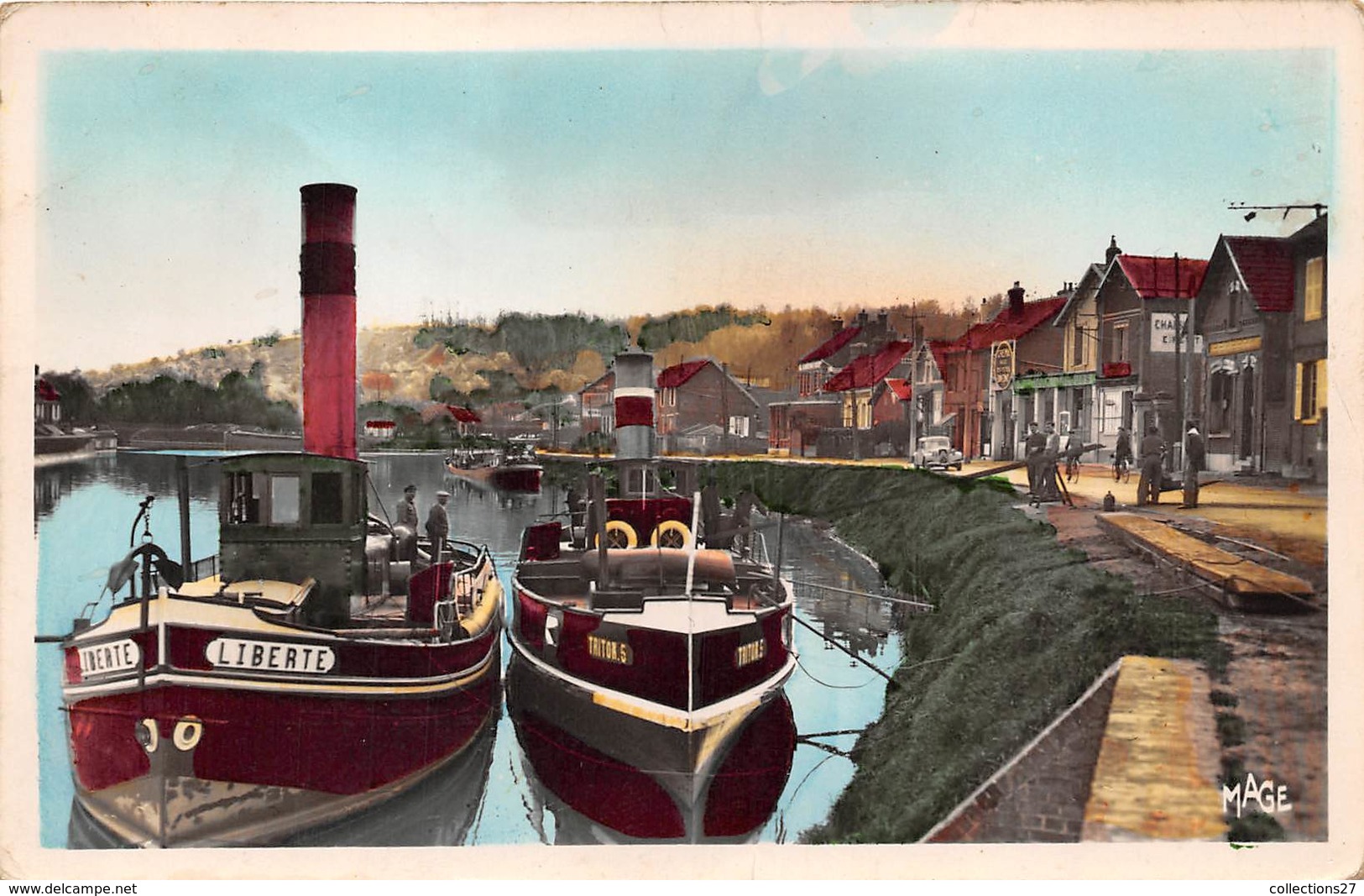 60-LONGEUIL-ANNEL- EN AVAL DE L'ECLUSE , LES REMORQUEURS - Longueil Annel