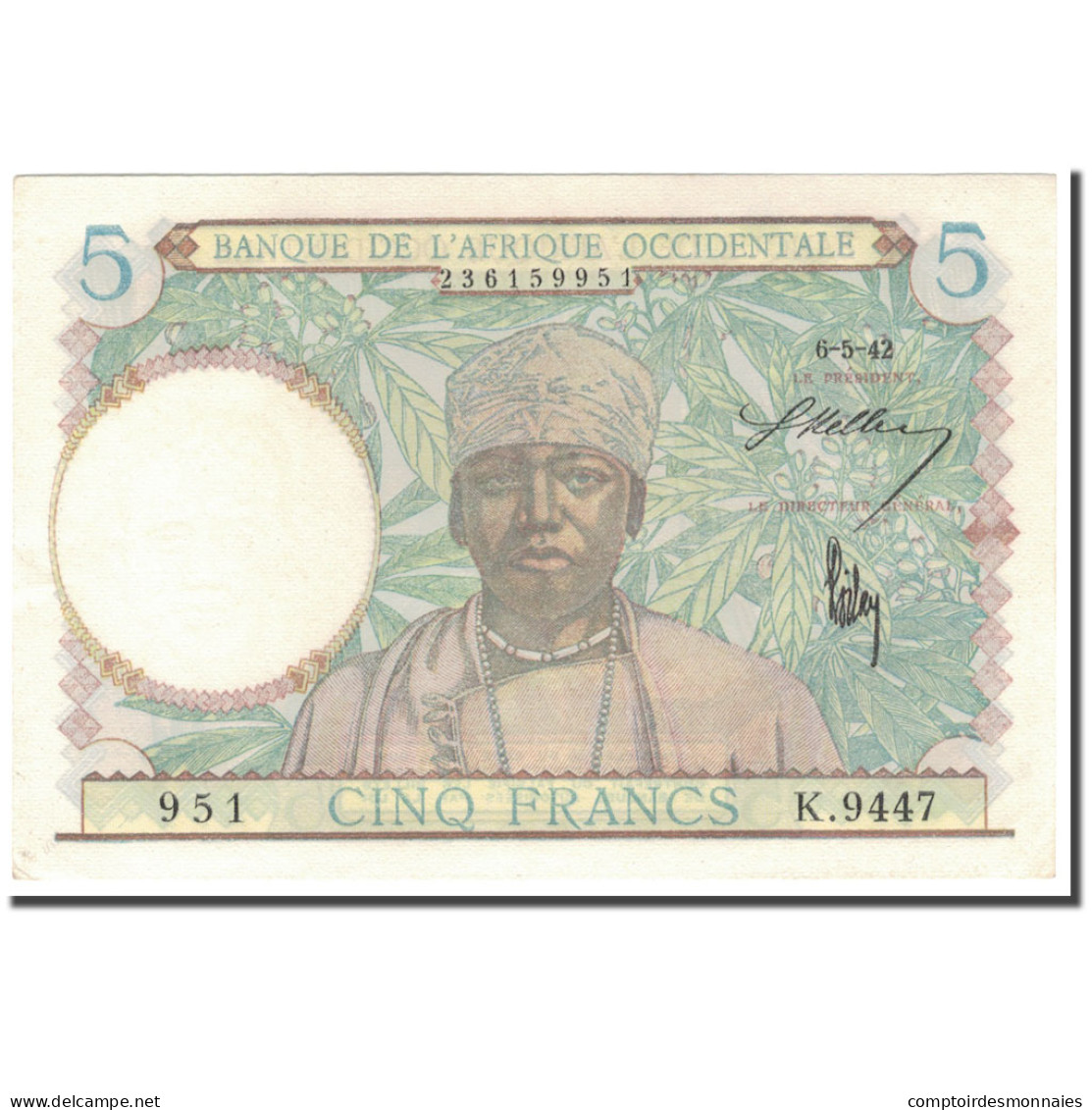 Billet, French West Africa, 5 Francs, 1942-05-06, KM:21, NEUF - Centraal-Afrikaanse Staten