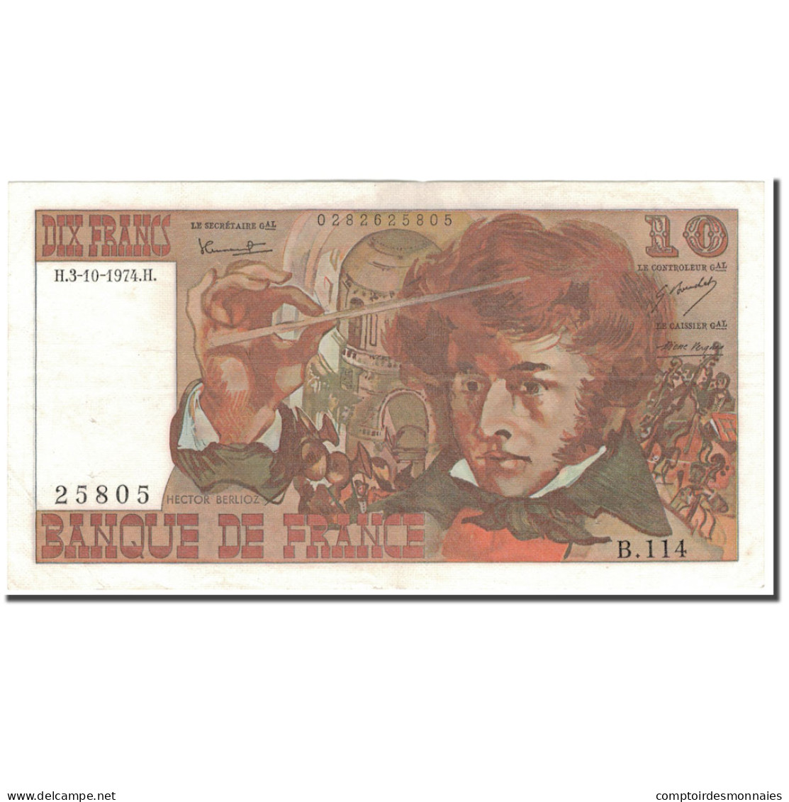 France, 10 Francs, 10 F 1972-1978 ''Berlioz'', 1974-10-03, SPL, Fayette:63.7b - 10 F 1972-1978 ''Berlioz''