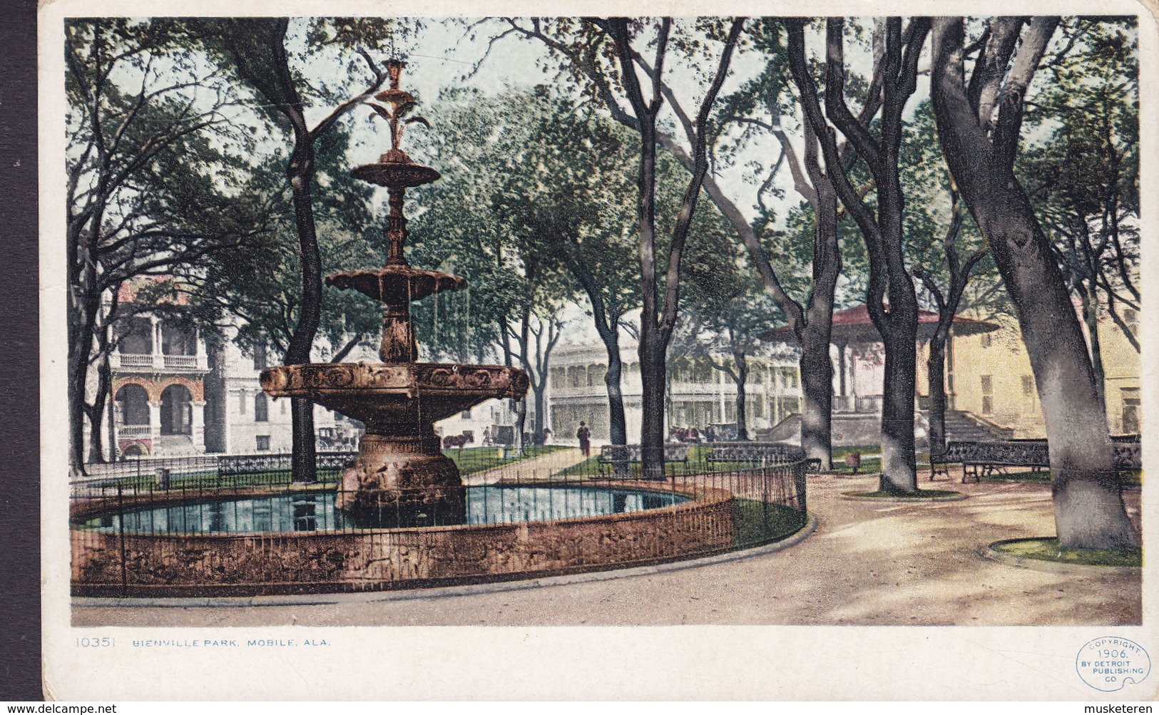 United States PPC Bienville Park, Mobile AL 1906 By Detroit Publishing Co. 'Phostint' CardFountain Fontaine (2 Scans) - Mobile