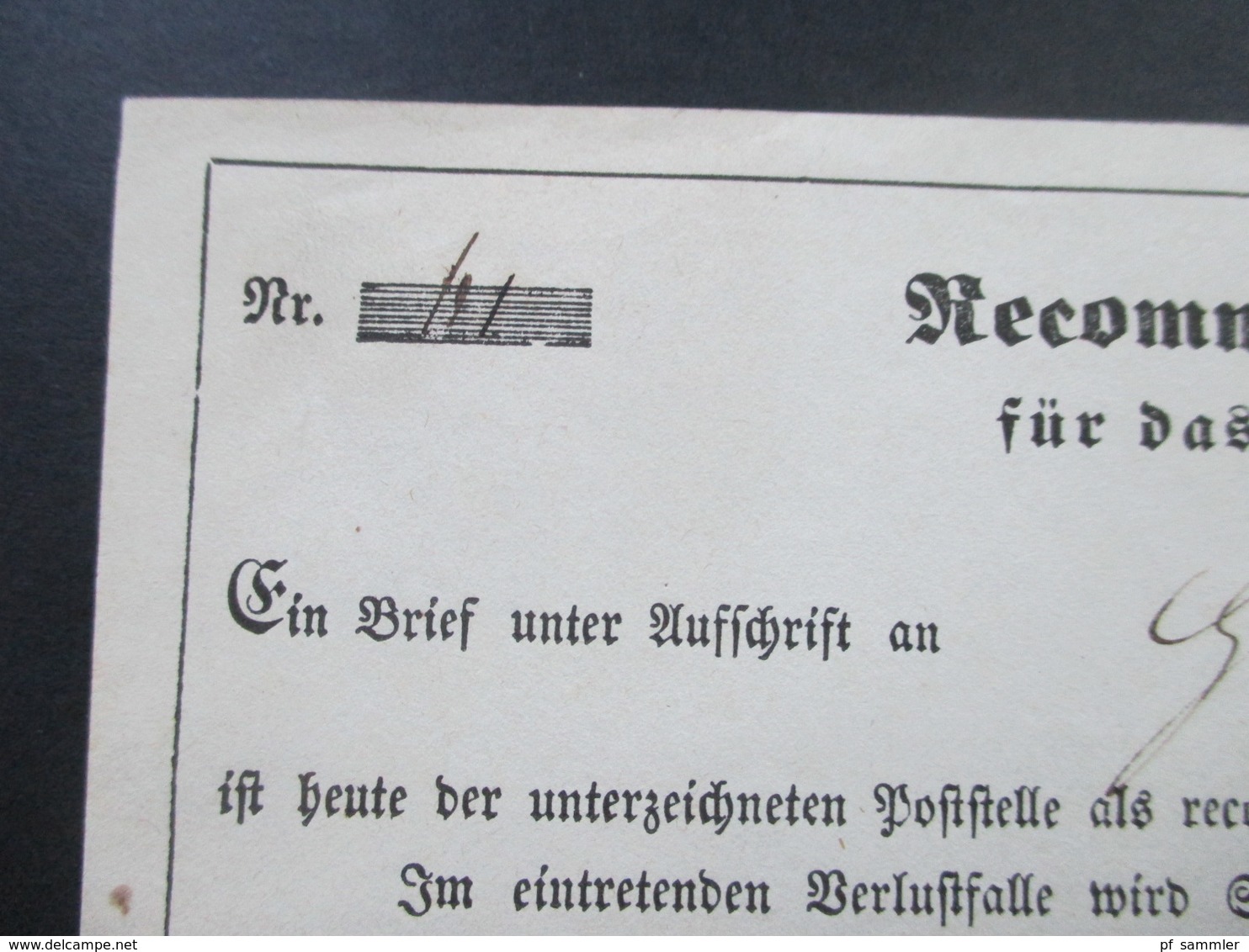 Altdeutschland Thurn Und Taxis 1856 Postschein Fürstlich Thurn Und Taxis'sche Briefpost Expedition. Reco Gebühr!! - Lettres & Documents